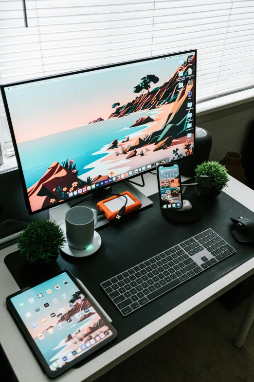 an image of computer screen on a desk