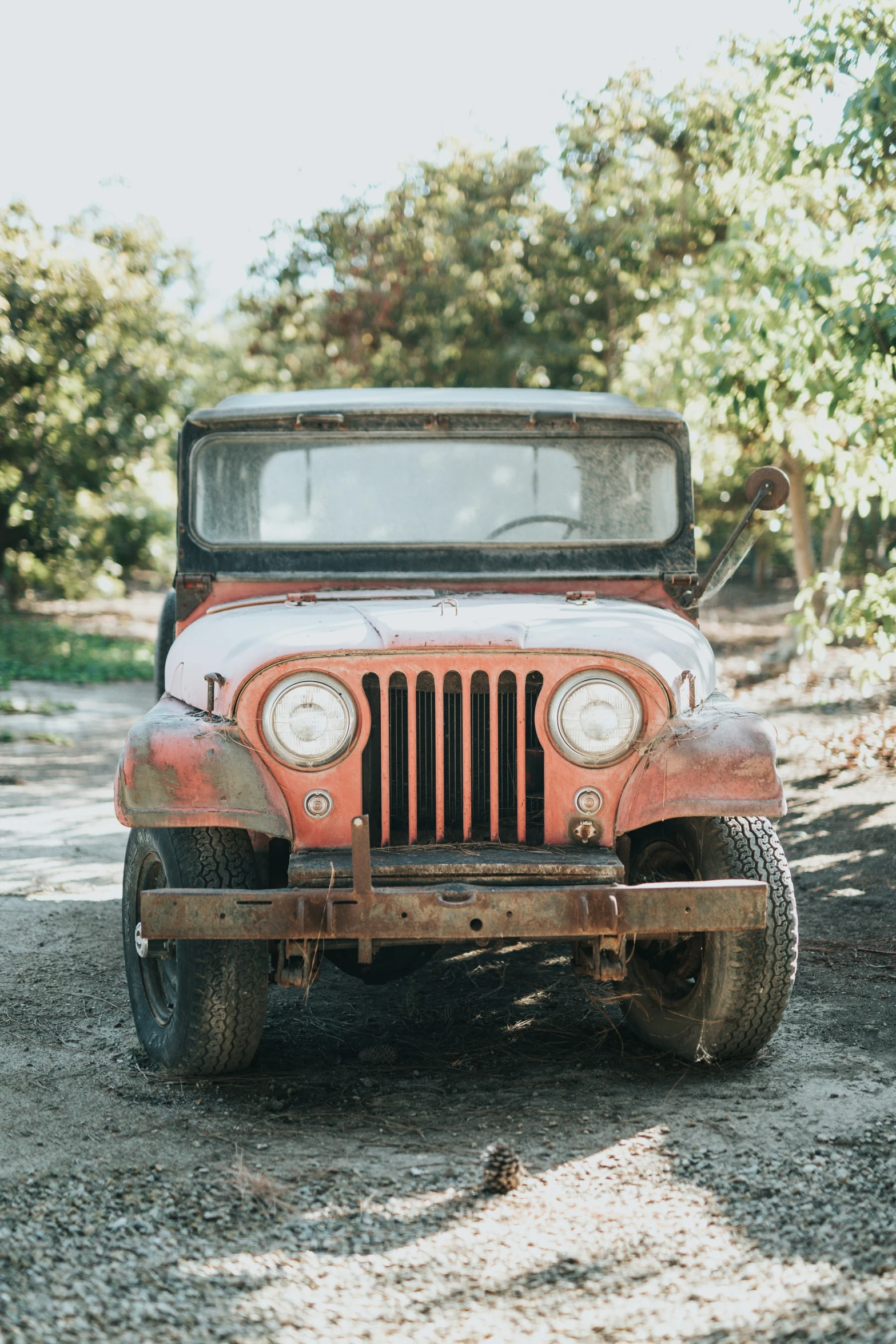 an old rusted truck parked in a field