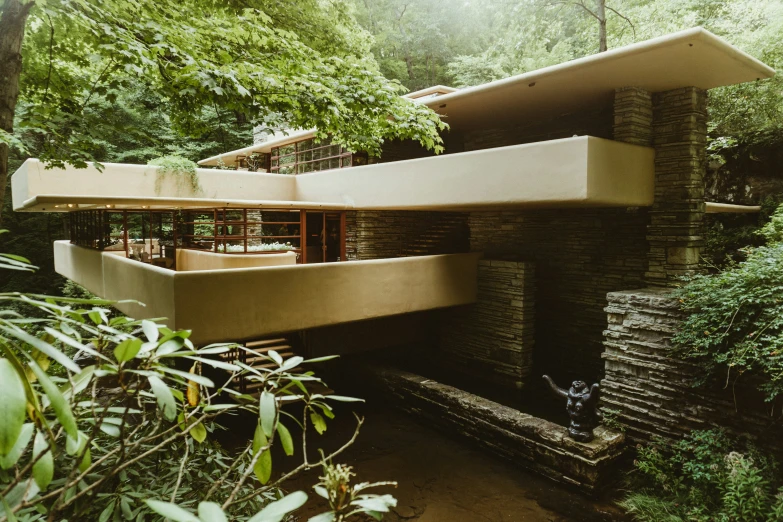 a large modern house nestled in some trees