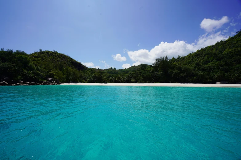 the view from a beach with no one on the sand