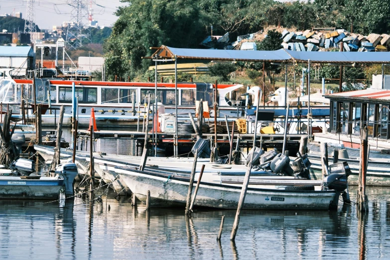 this is a large lot of small boats in the water