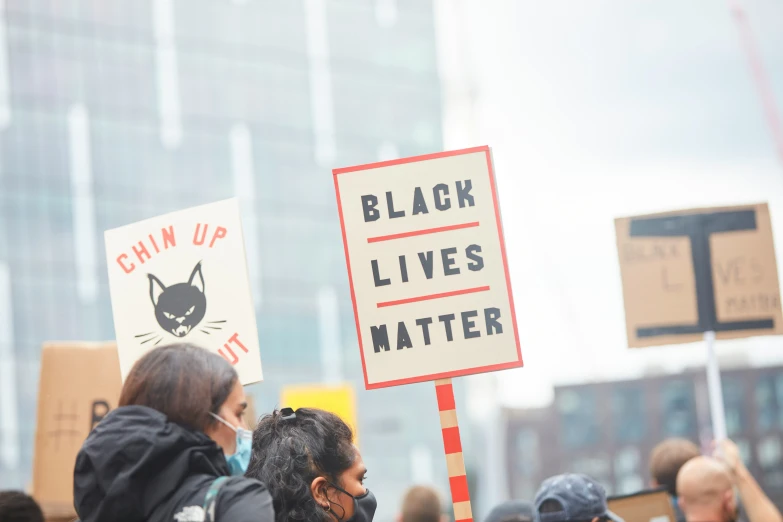 several people protest for black lives matter and cat up