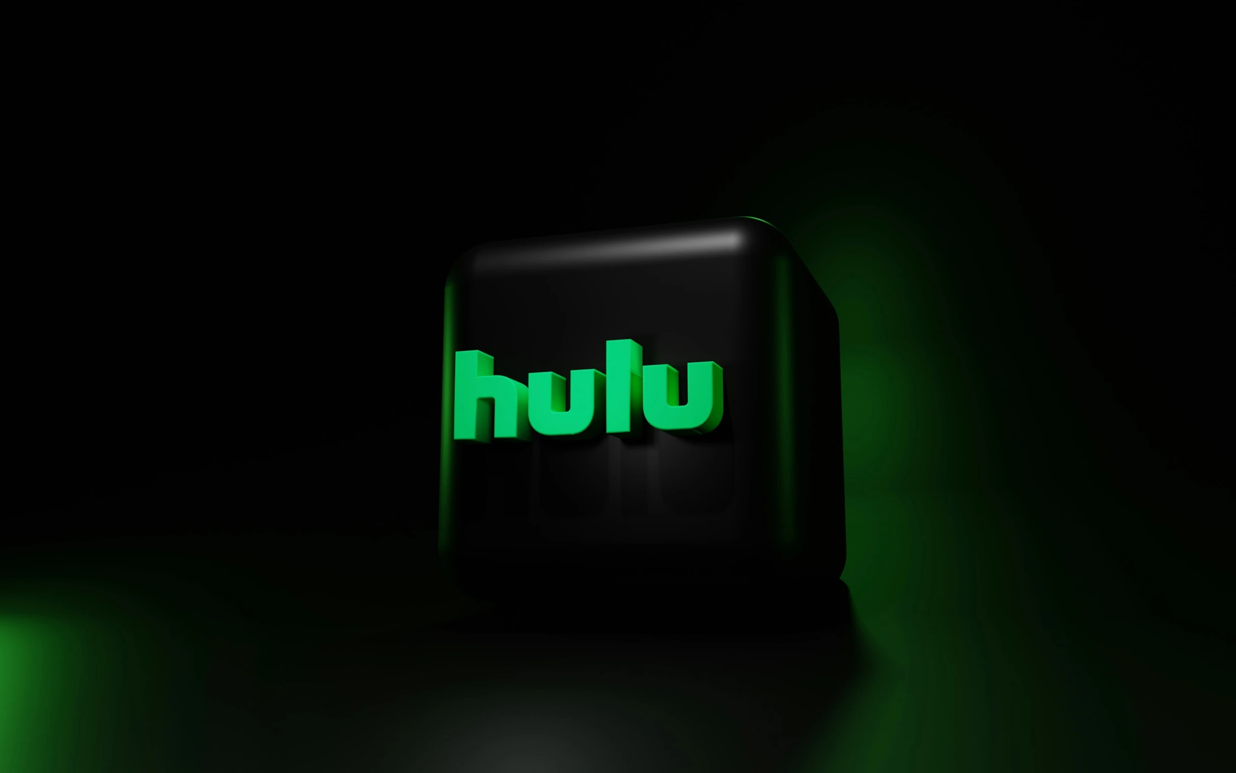 the illuminated word hulu is shown in the darkness