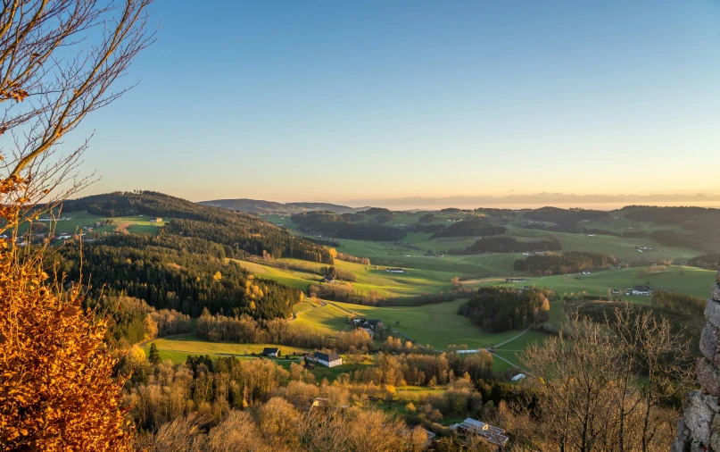 the view of a mountainous valley from above