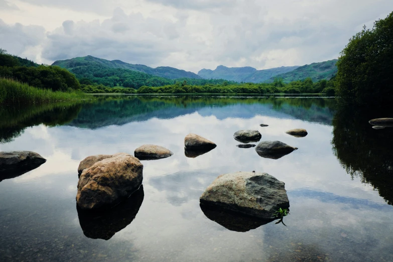 the rocks are near a body of water