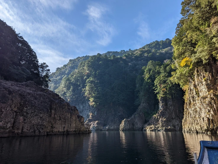 water level pograph of the mountains from a boat