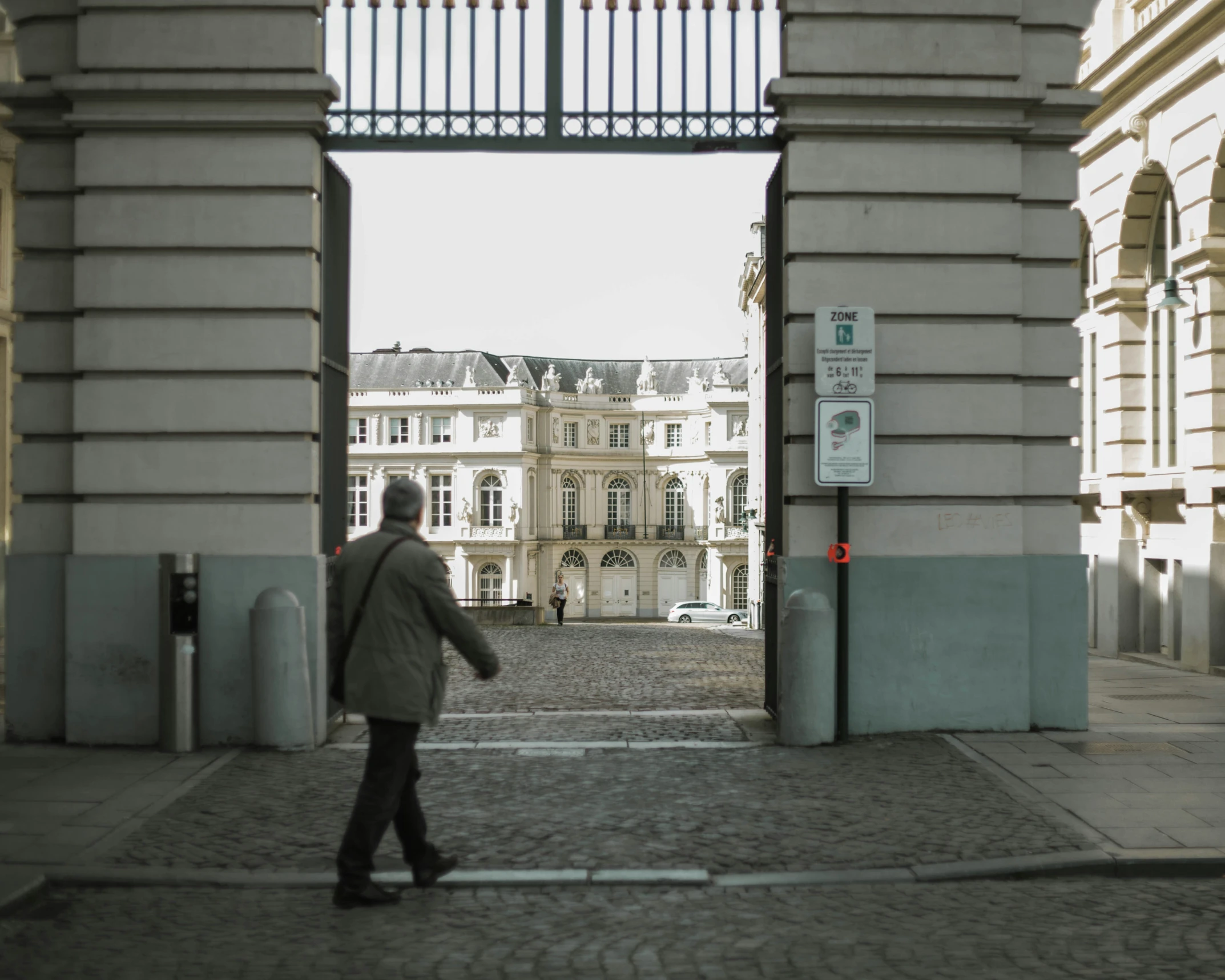 a person that is walking through an outside area