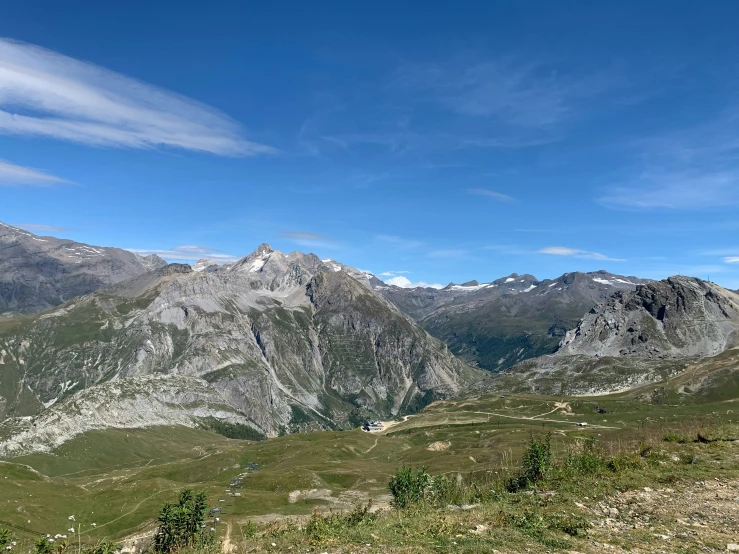 a view from the side of the mountain, overlooking another area