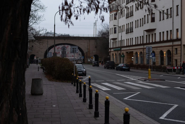 the road is paved with blocks of pavement