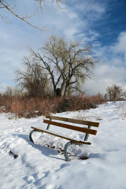 a bench that is sitting in the snow