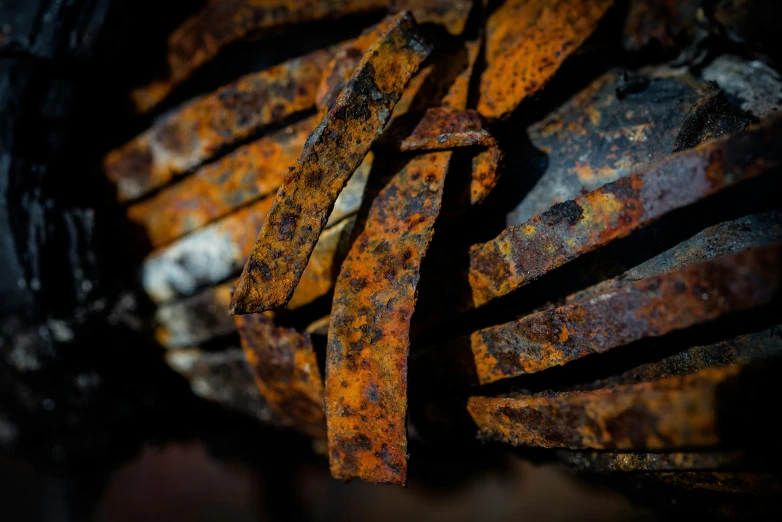 rusted metal object of some sort is displayed