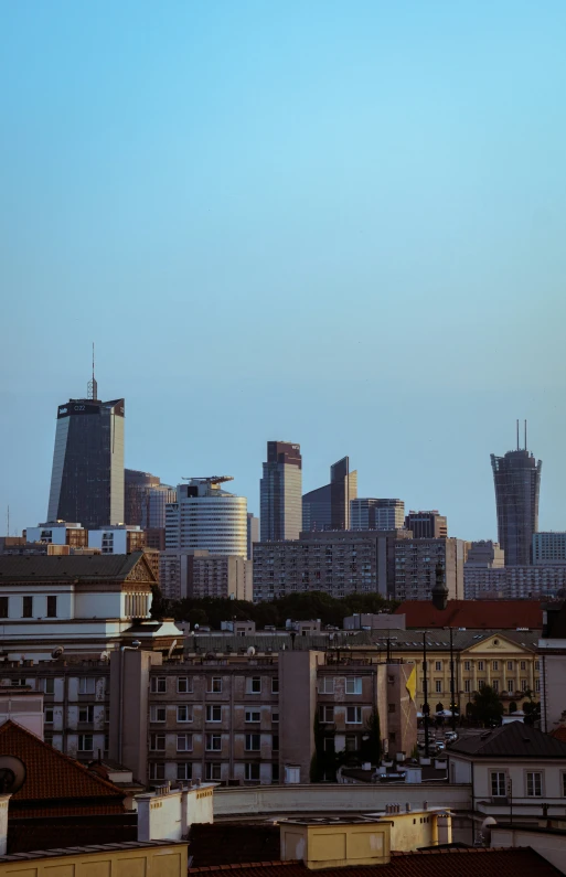 a group of buildings sit in front of each other