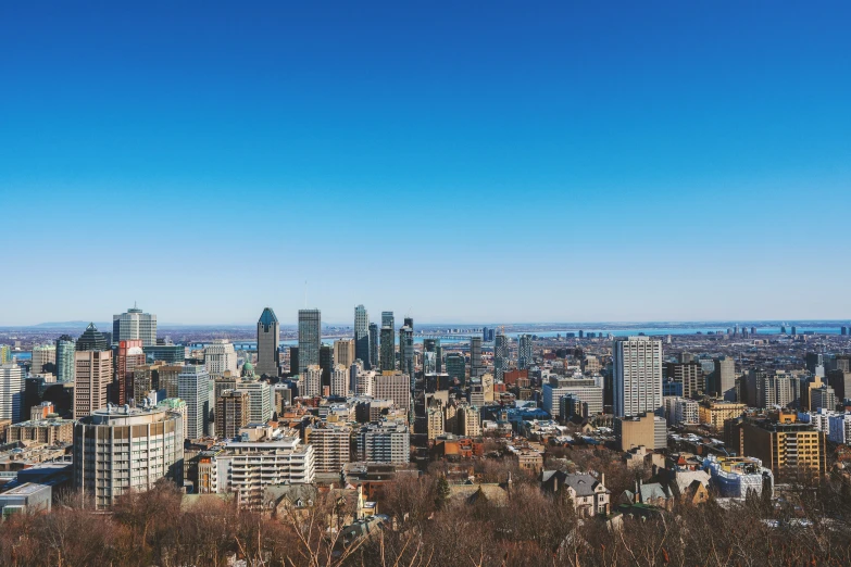 a large city and a very big hill