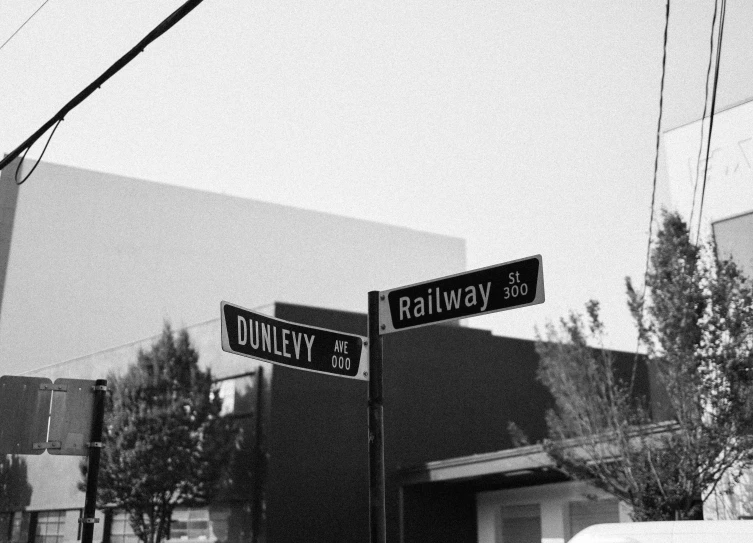 the signs at the intersection have two names on them