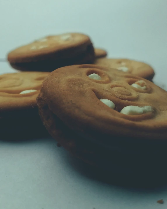 cookies with face made out of marshmallows on table