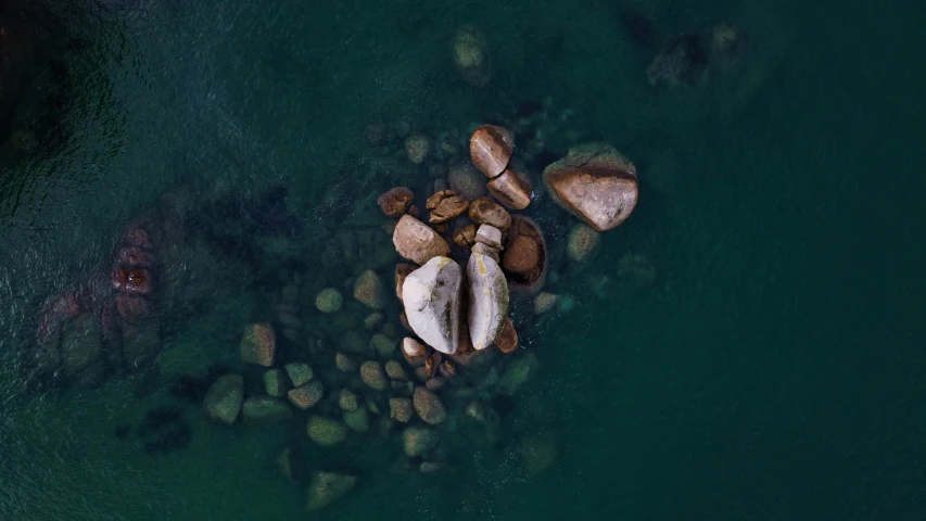 rocks in the water and rocks below