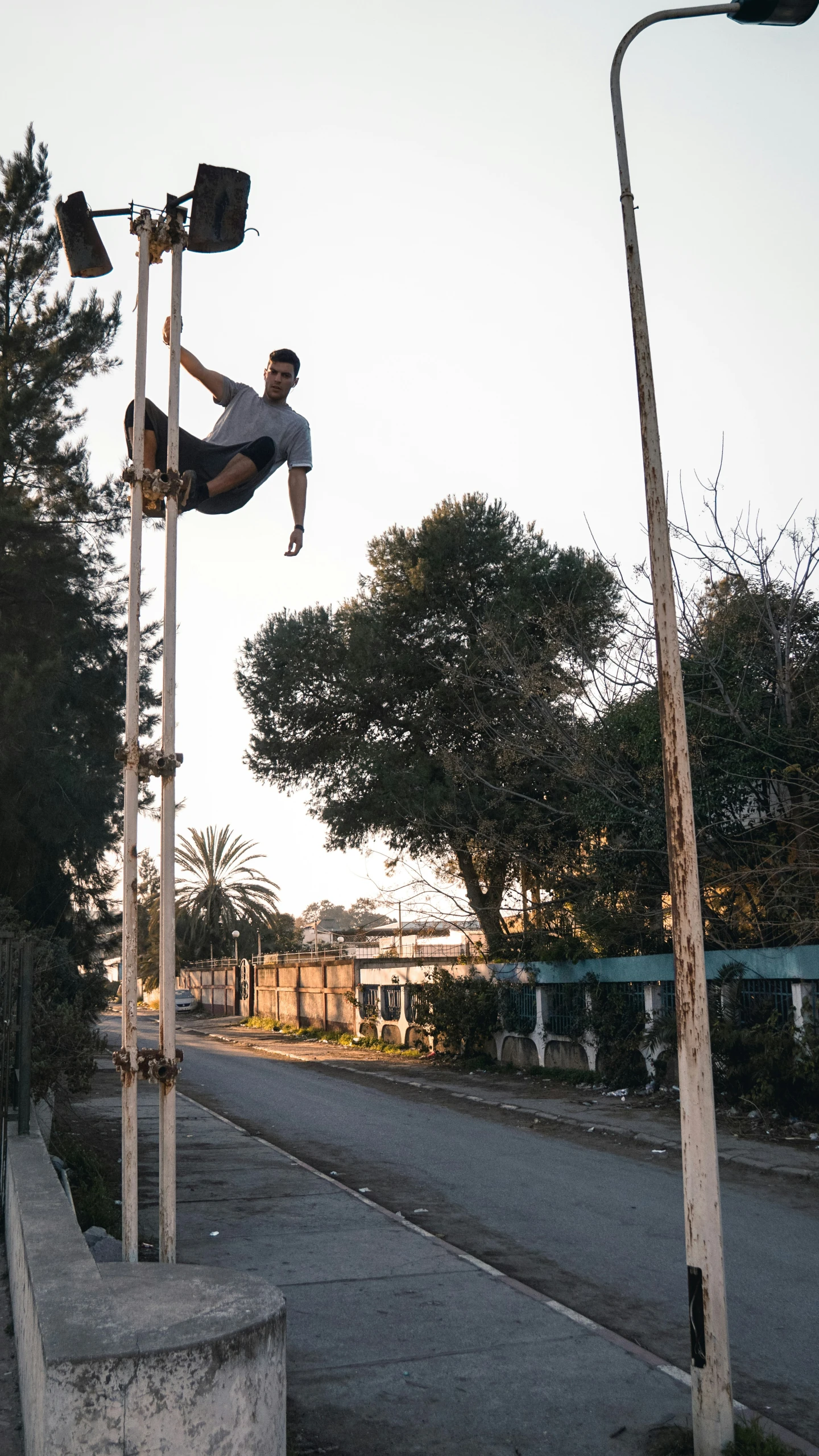 a man flying through the air while riding a skateboard