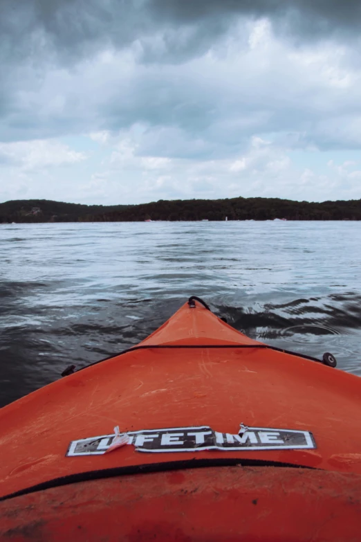 the top of a kayak near water