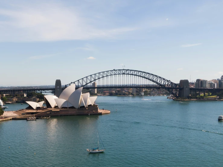 a picture of an aerial view of the sydney harbour