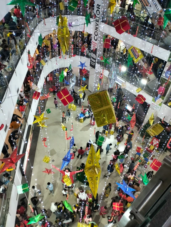 an aerial view of the interior of a shopping mall