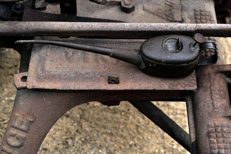 the tools are set on the back of an old cart