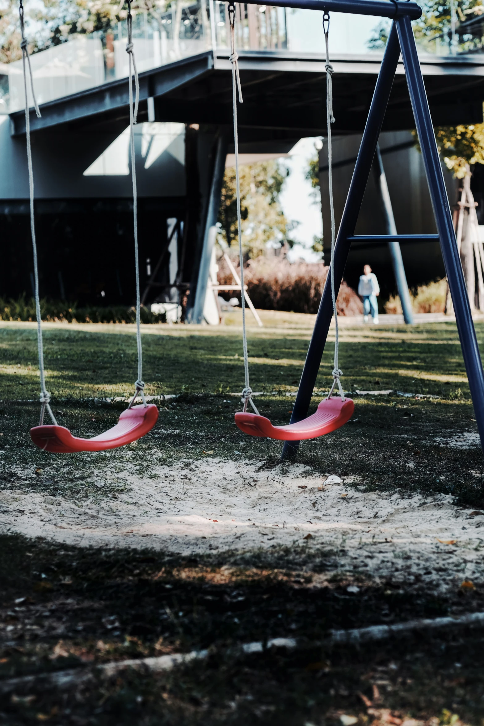 two swings set up with no people sitting around them