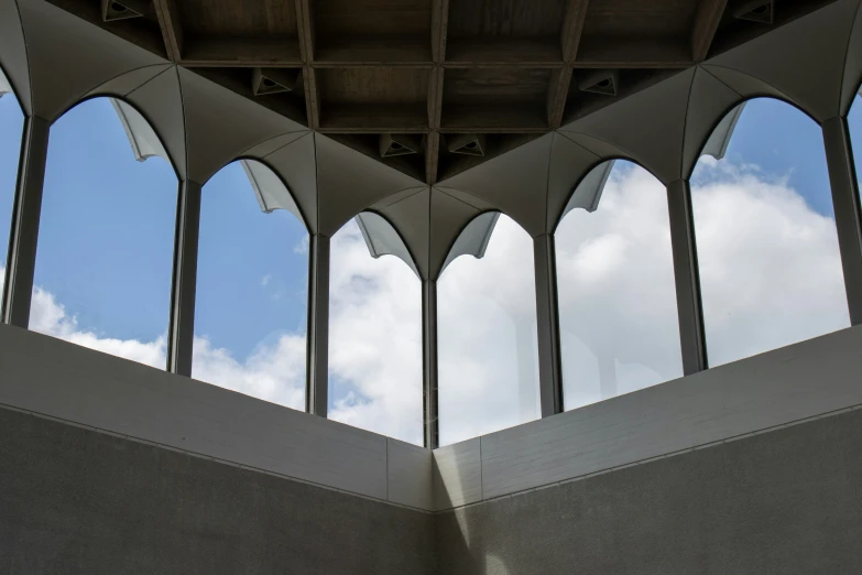 looking up through a window into the clouds