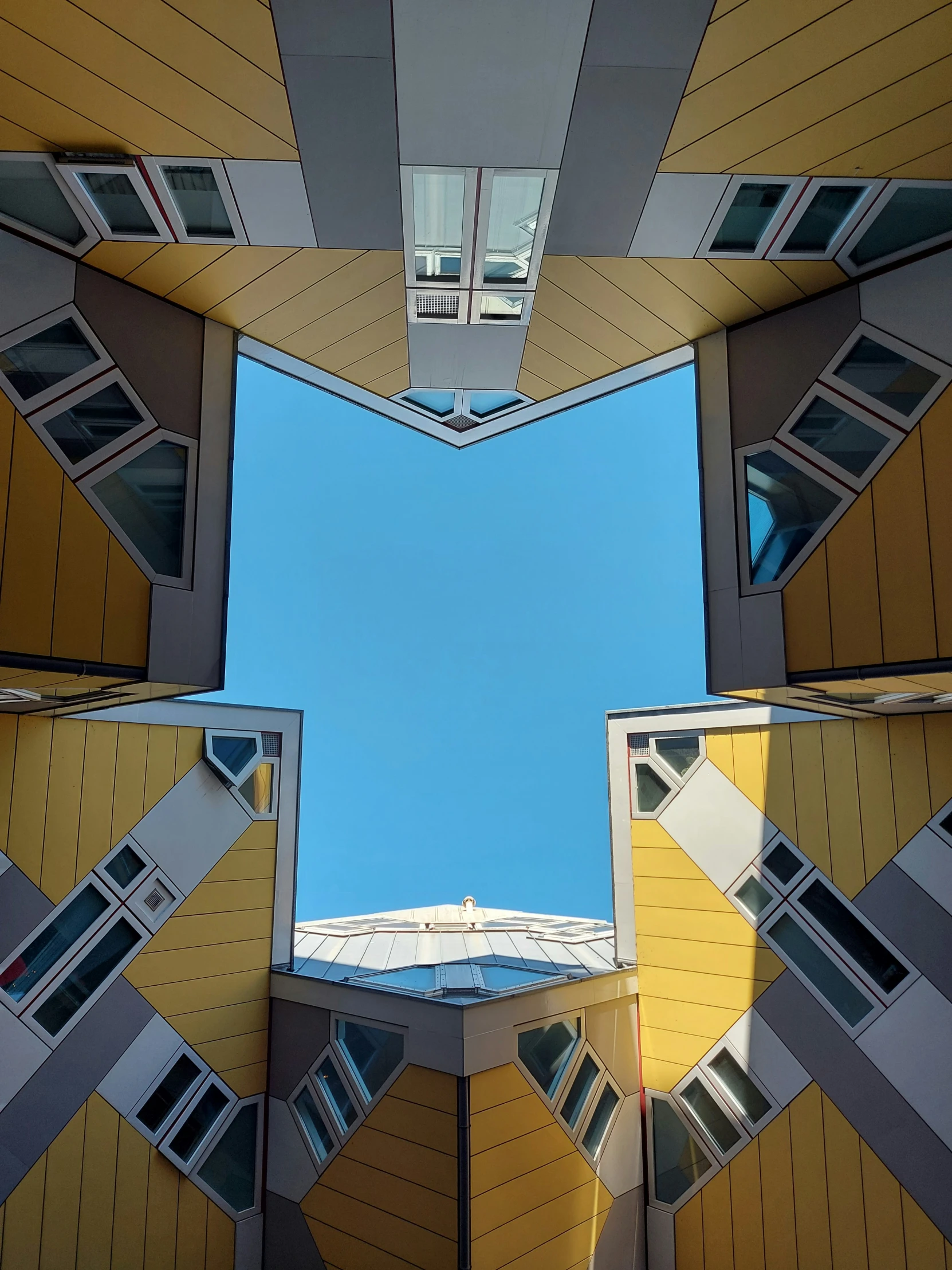 looking up at an exterior architecture on a building