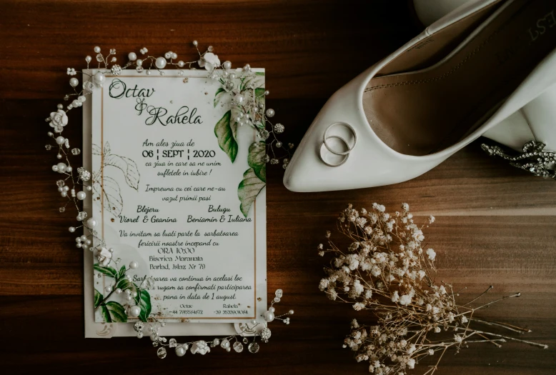 a letter from the bride has been placed on a table with flowers