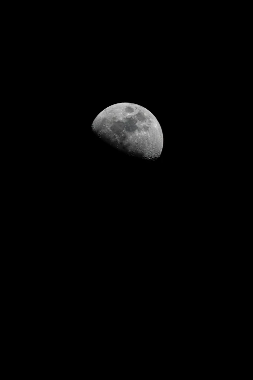 the moon is black and white against a dark background