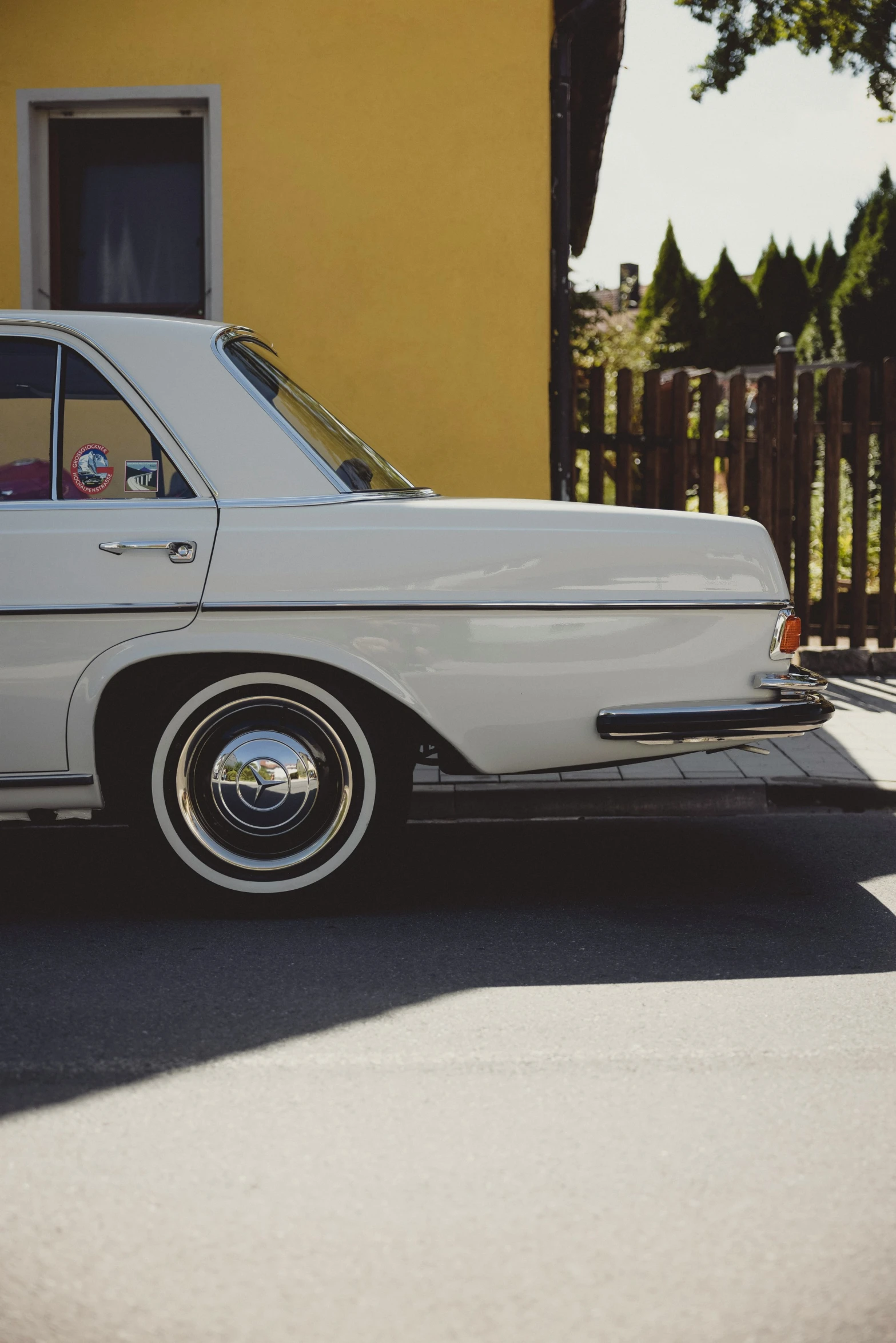 a car that is parked on the street