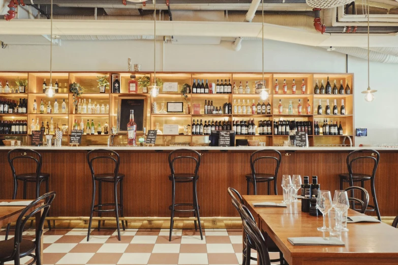 a bar with lots of bottles of alcohol