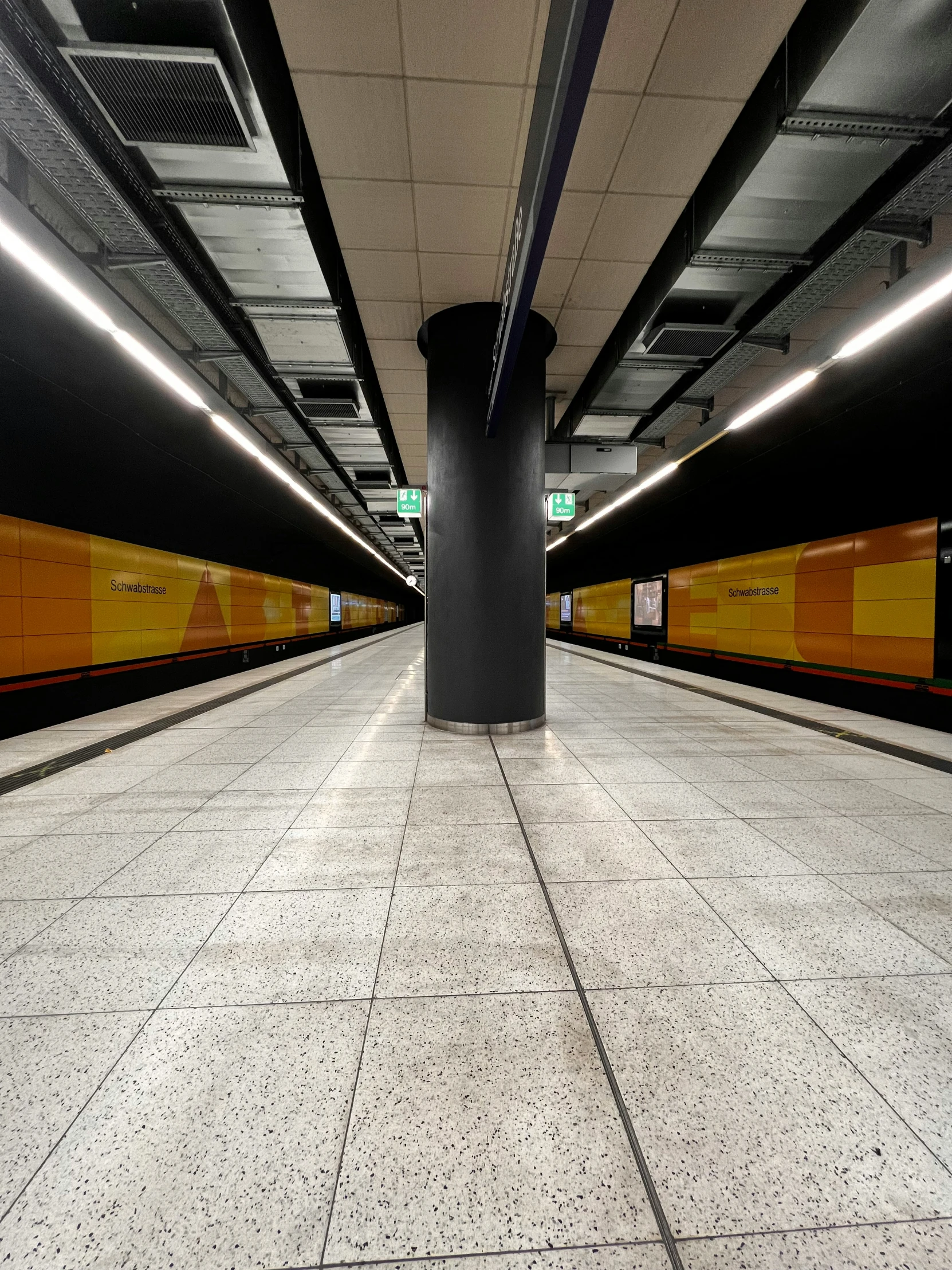 there is an empty indoor subway station in the city