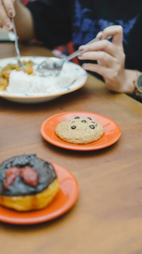 a table with plates that have food on them