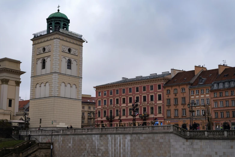 a tower in a large city with many buildings