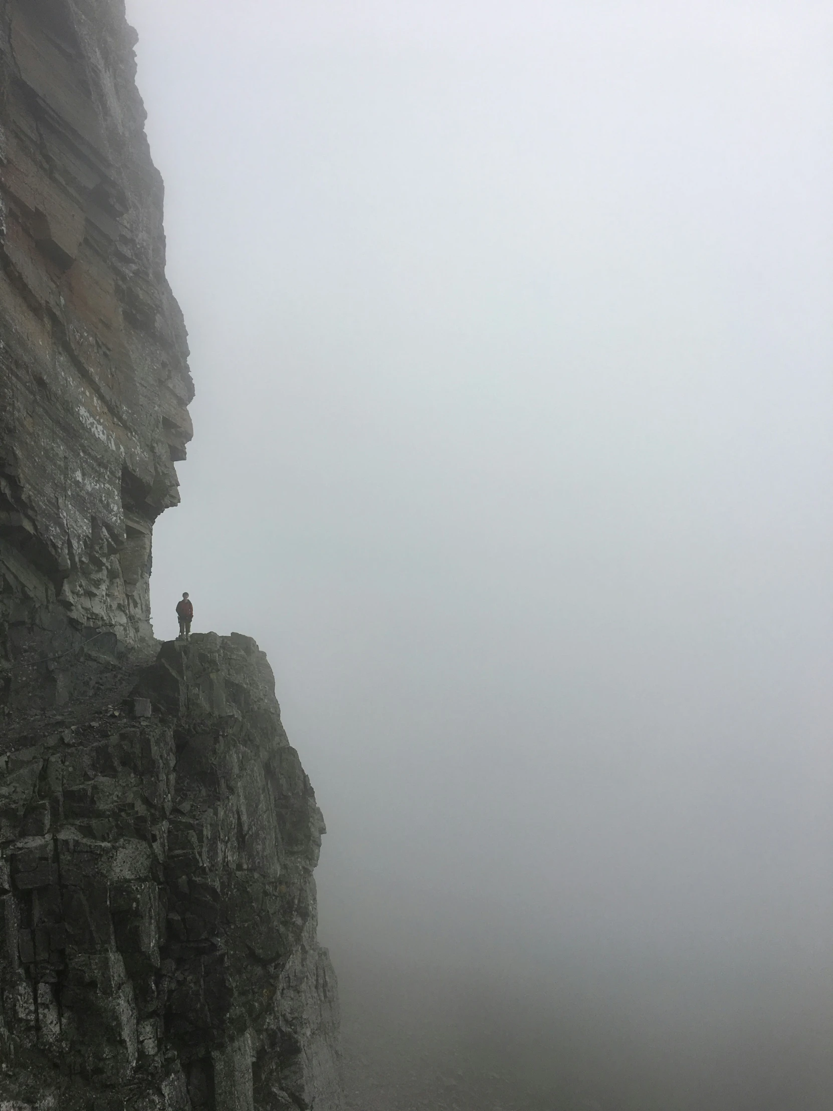 a person standing on a cliff with no one around