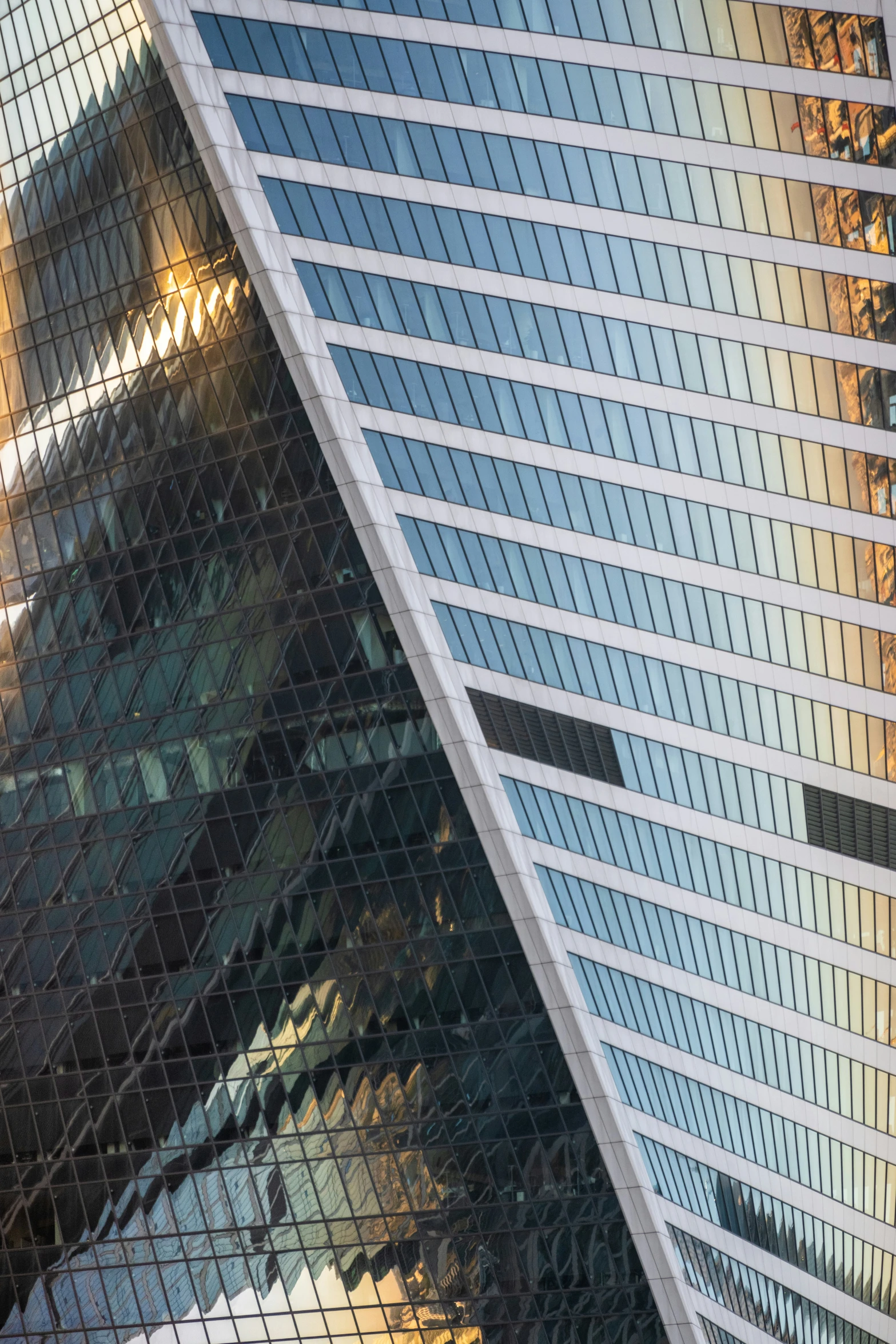 an abstract image of the buildings from below