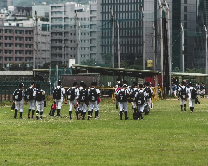 some baseball players in uniform are on the grass