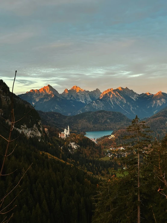 view of mountains that are over head