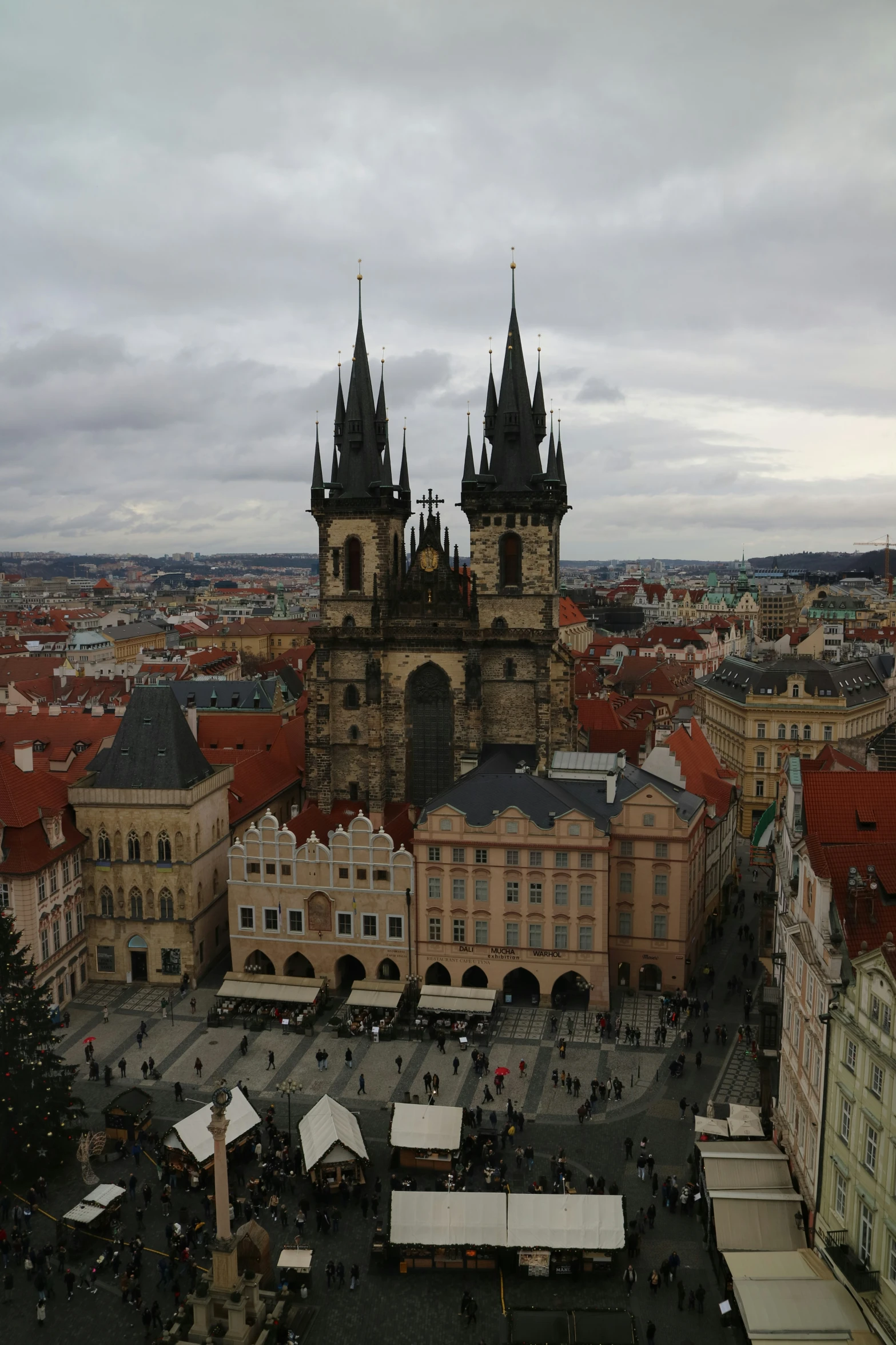 a po taken from a tall tower over an old city