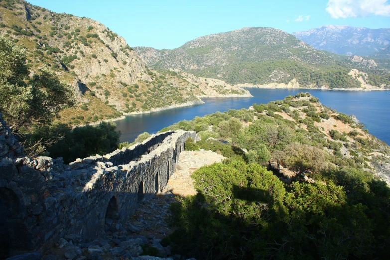 a large area of land next to the water