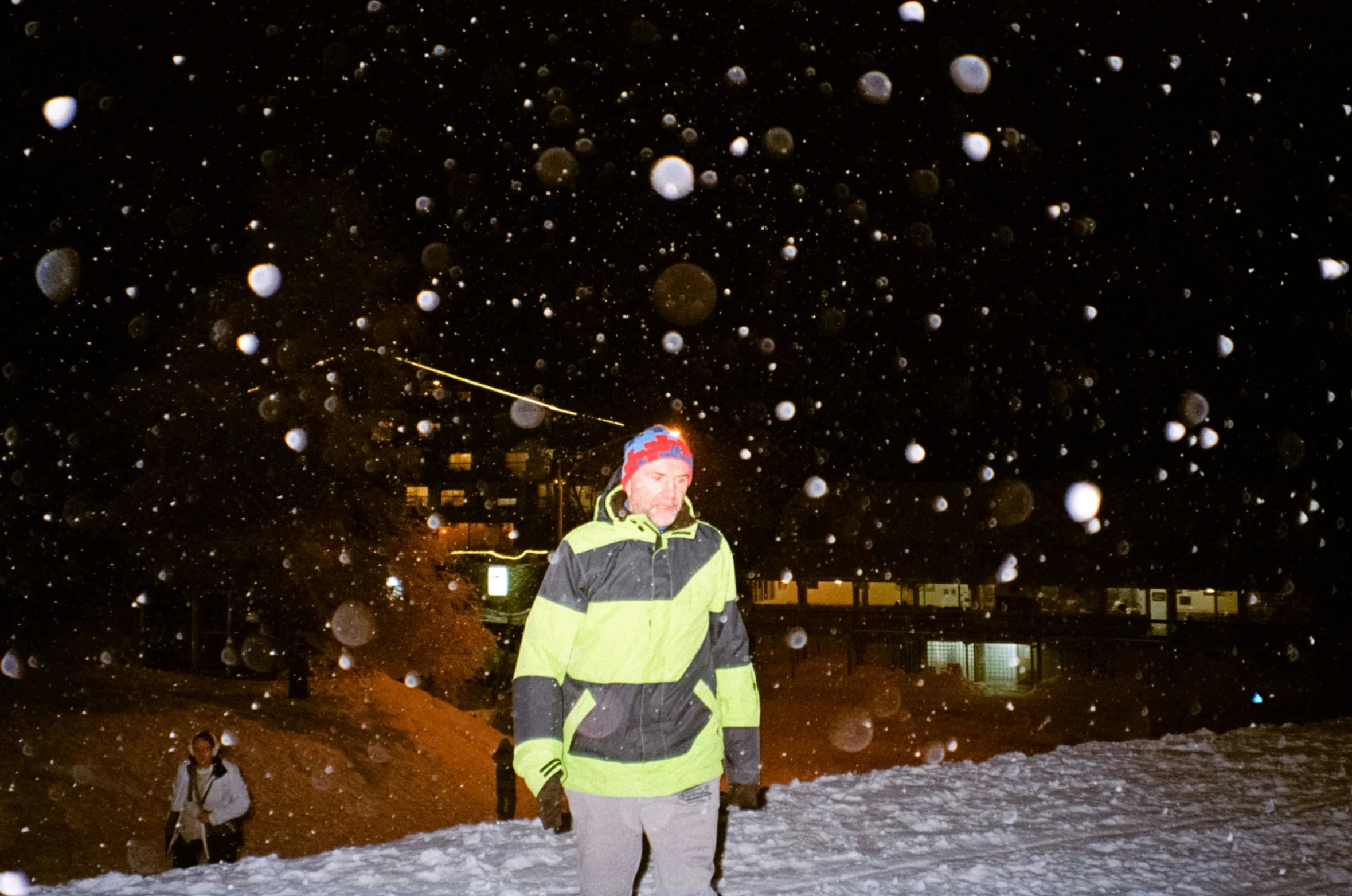 the snow covered ground is full of snow as someone walks on it