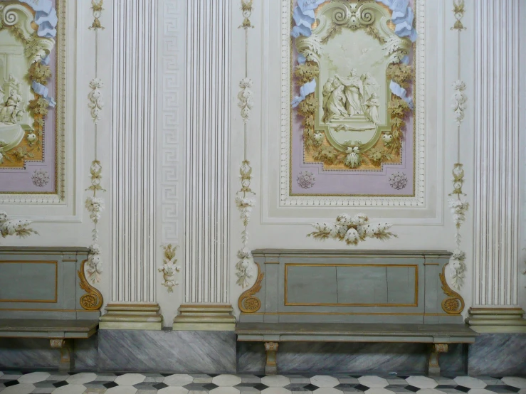 the interior of a el with decorative painting