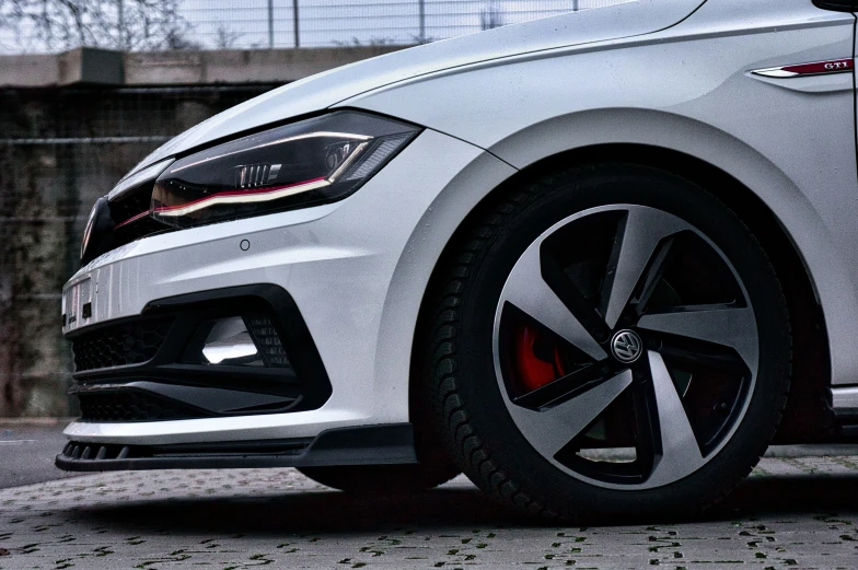 close up view of the front bumpers on a silver car