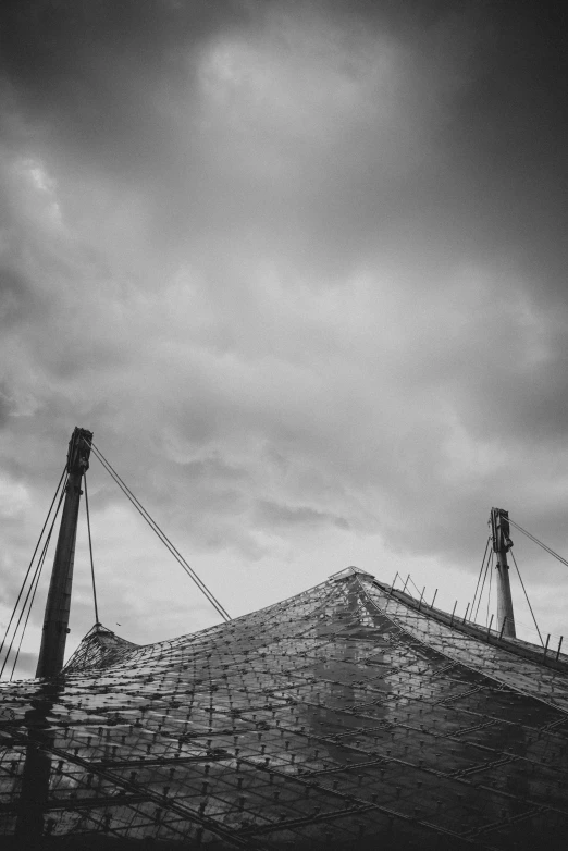 a black and white image of the roof of a building