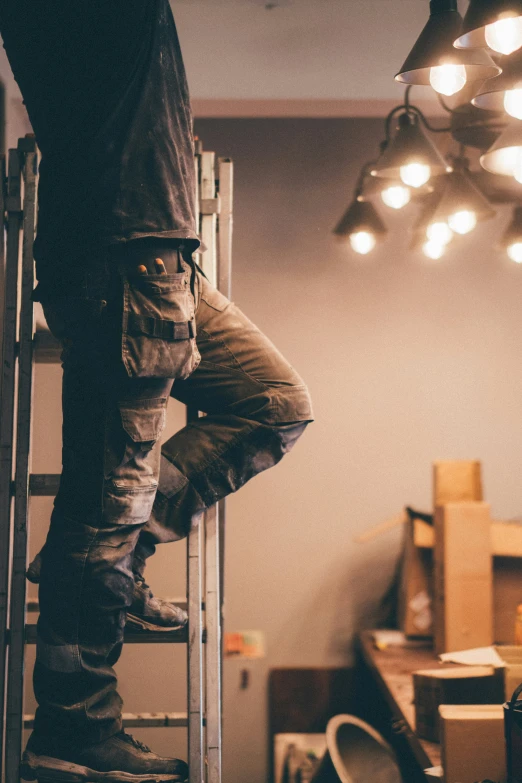 the ladder to go up to the loft is made of wood