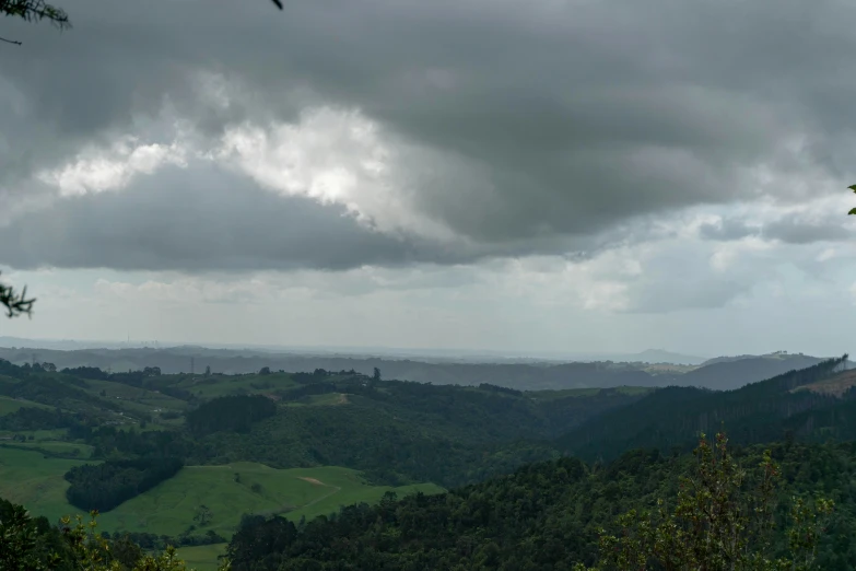 a view from the top of a mountain in the forest