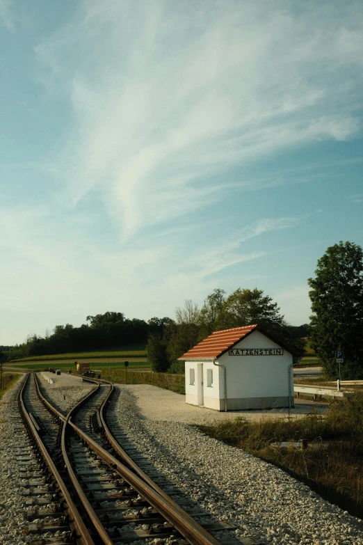 the tracks at a deserted, empty crossing point