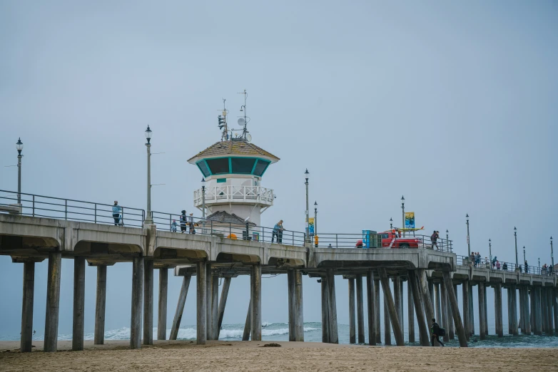 a pier with the people standing on top of it