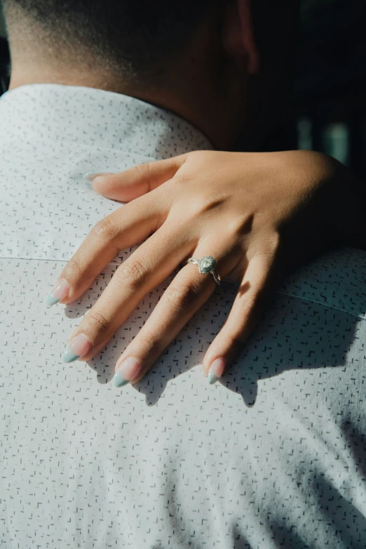 a close - up view of a bride's ring on her hands